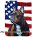 Caroline's Treasures Patriotic USA American Flag with French Bulldog Glass Cutting Board HTJ16131